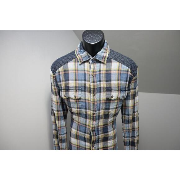 Silver Jeans Western Pearl Snaps Shirt Button Up Long Sleeve Mens Size Large - Picture 2 of 11